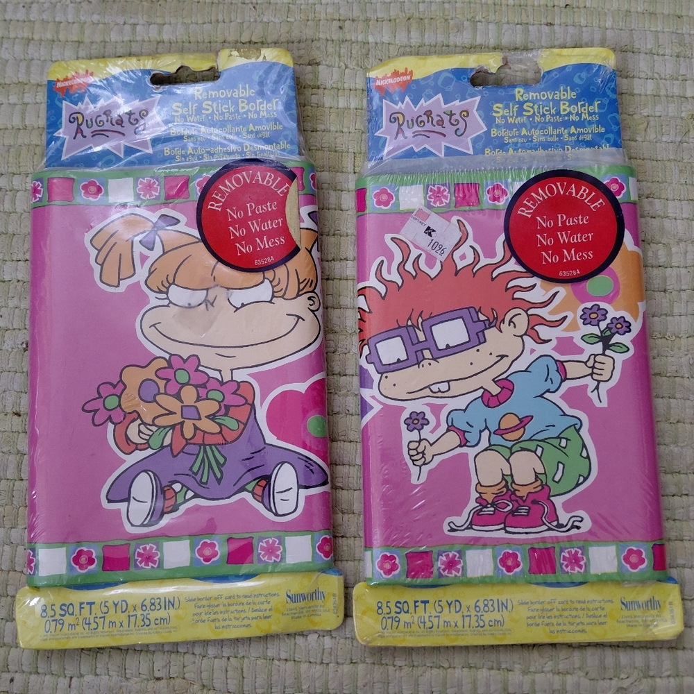 2 Vintage 90s Nickelodeon Rugrats removable sticker wallpaper boarder 10 yards